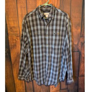 Carhartt Long Sleeve Button Up Men's Blue Plaid Shirt Size Large Work Wear Fall